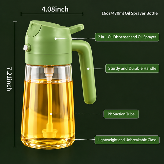 2 in 1 oil dispenser glass bottle new