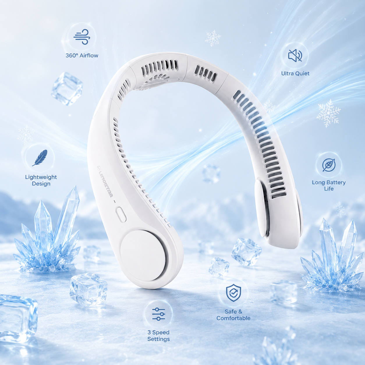 Stay Cool Anywhere – Portable Neck Fan (Hands-Free Cooling)