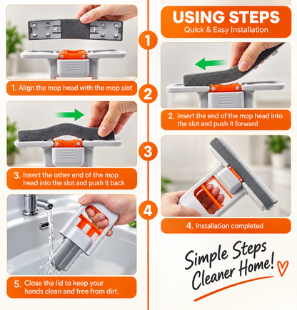 No-Touch Self-Squeeze Mop – Clean Without Touching Dirty Water